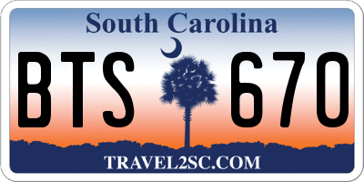 SC license plate BTS670