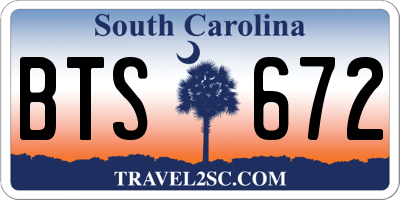 SC license plate BTS672