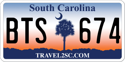 SC license plate BTS674