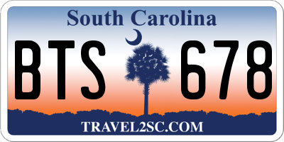 SC license plate BTS678