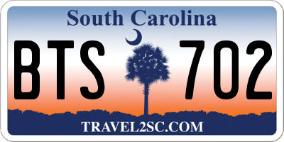 SC license plate BTS702