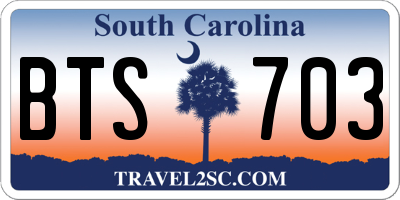 SC license plate BTS703
