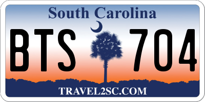 SC license plate BTS704
