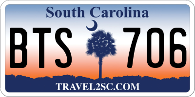 SC license plate BTS706