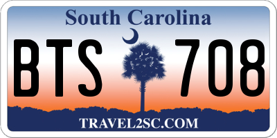 SC license plate BTS708