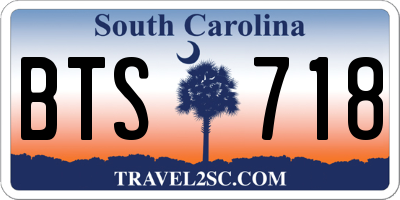 SC license plate BTS718
