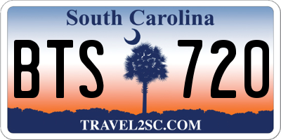 SC license plate BTS720