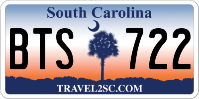 SC license plate BTS722