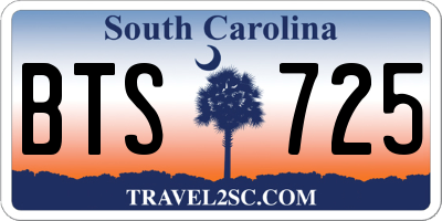 SC license plate BTS725