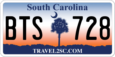 SC license plate BTS728