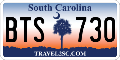 SC license plate BTS730