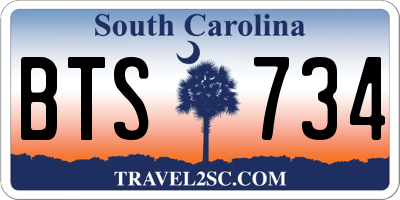 SC license plate BTS734