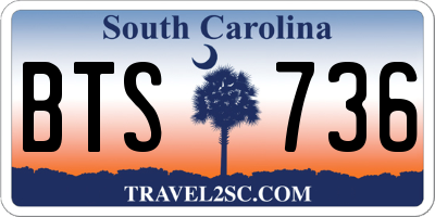 SC license plate BTS736