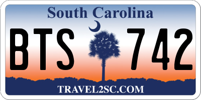 SC license plate BTS742