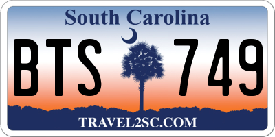 SC license plate BTS749