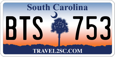 SC license plate BTS753