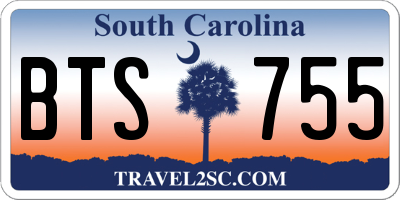 SC license plate BTS755