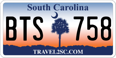 SC license plate BTS758