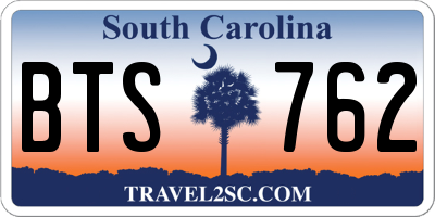 SC license plate BTS762