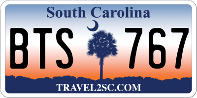 SC license plate BTS767