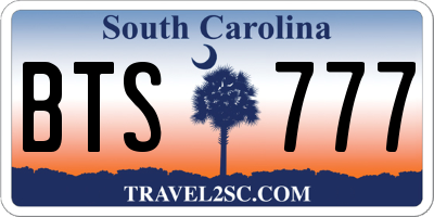 SC license plate BTS777