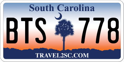 SC license plate BTS778