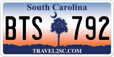 SC license plate BTS792