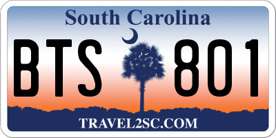 SC license plate BTS801