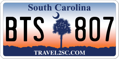 SC license plate BTS807
