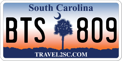 SC license plate BTS809