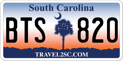 SC license plate BTS820