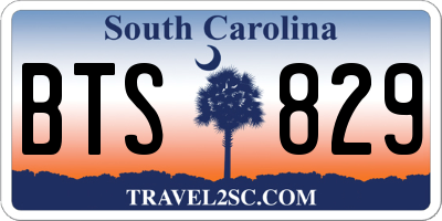 SC license plate BTS829