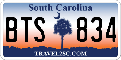 SC license plate BTS834