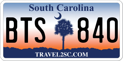 SC license plate BTS840