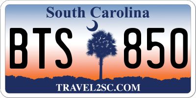 SC license plate BTS850