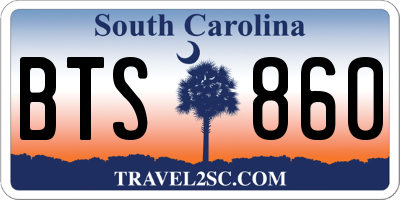 SC license plate BTS860