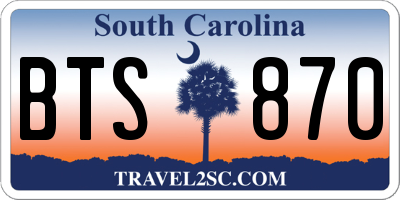 SC license plate BTS870