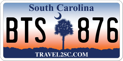 SC license plate BTS876