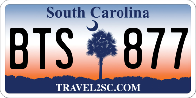 SC license plate BTS877