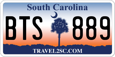 SC license plate BTS889