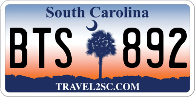 SC license plate BTS892