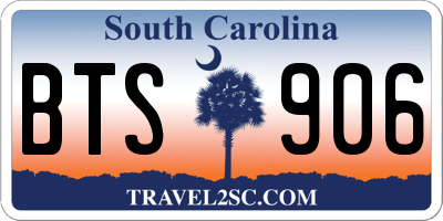 SC license plate BTS906