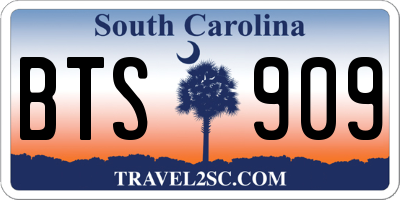 SC license plate BTS909