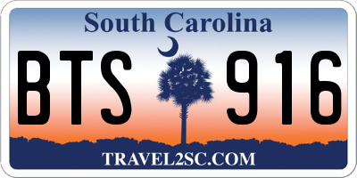 SC license plate BTS916