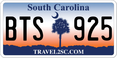 SC license plate BTS925