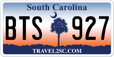 SC license plate BTS927
