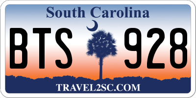 SC license plate BTS928