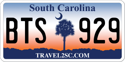 SC license plate BTS929
