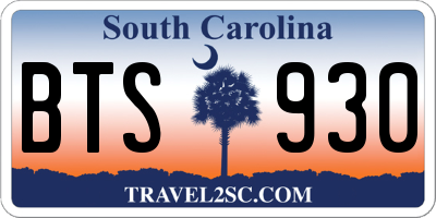 SC license plate BTS930
