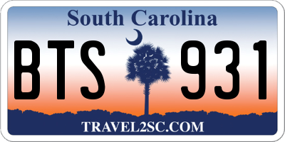 SC license plate BTS931